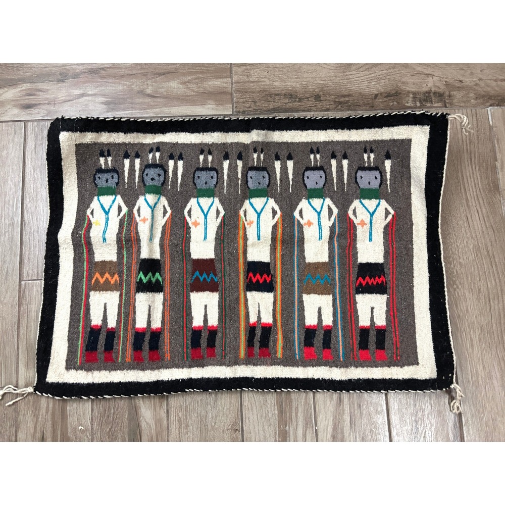 Authentic Navajo‎ Diné Yei Pictorial Weaving - 35"x24"  Holy People Spirit Rug